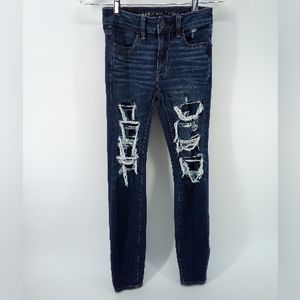 American Eagle Hi-Rise Jegging 2018 Distressed Blue Denim Jeans Cotton Short 00